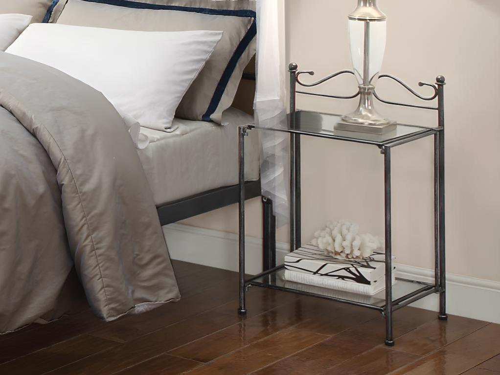 Table de chevet romantique 1 tablette Métal façon fer