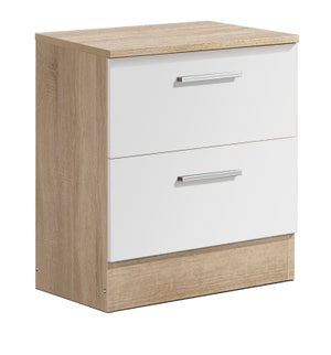 Table de chevet Table de nuit enfant coloris chêne/blanc - Longueur 40 x  Hauteur 42 x Profondeur 33 cm