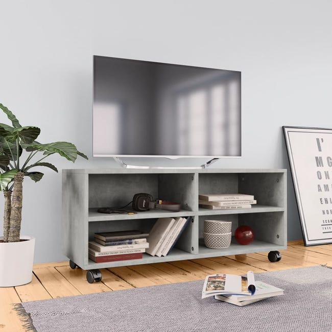 Mueble de TV con ruedas contrachapada gris 90x35x35 cm | Leroy Merlin