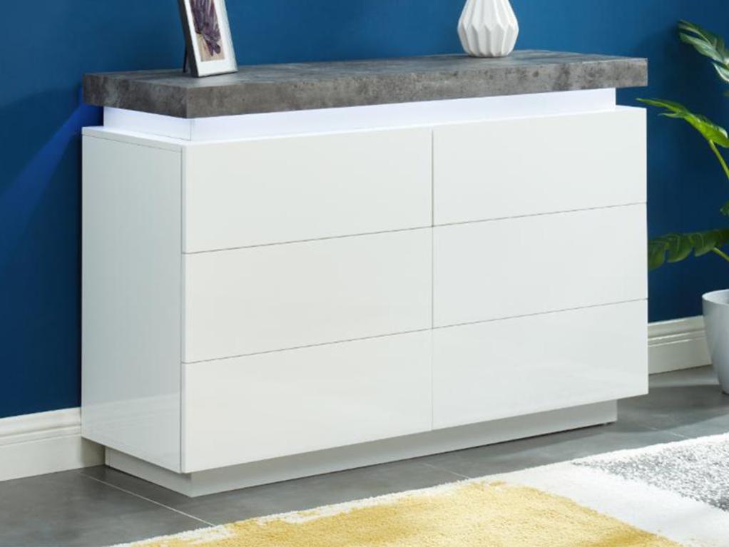 Angel Cerdá Cassettiera in legno bianco e acciaio cromato