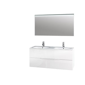 Mobile bagno Giusy2 cm 120 doppio lavabo con 4 ante o 4 cassetti bianco  rovere grigio blu olmo specchi inclusi