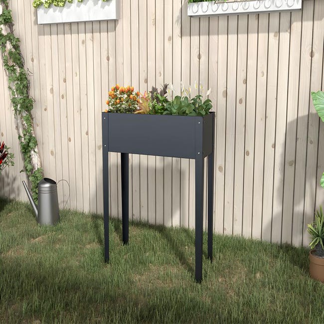 Jardinière en bois Relaxdays - lot de 2 - avec tableau noir - petit jardin  de