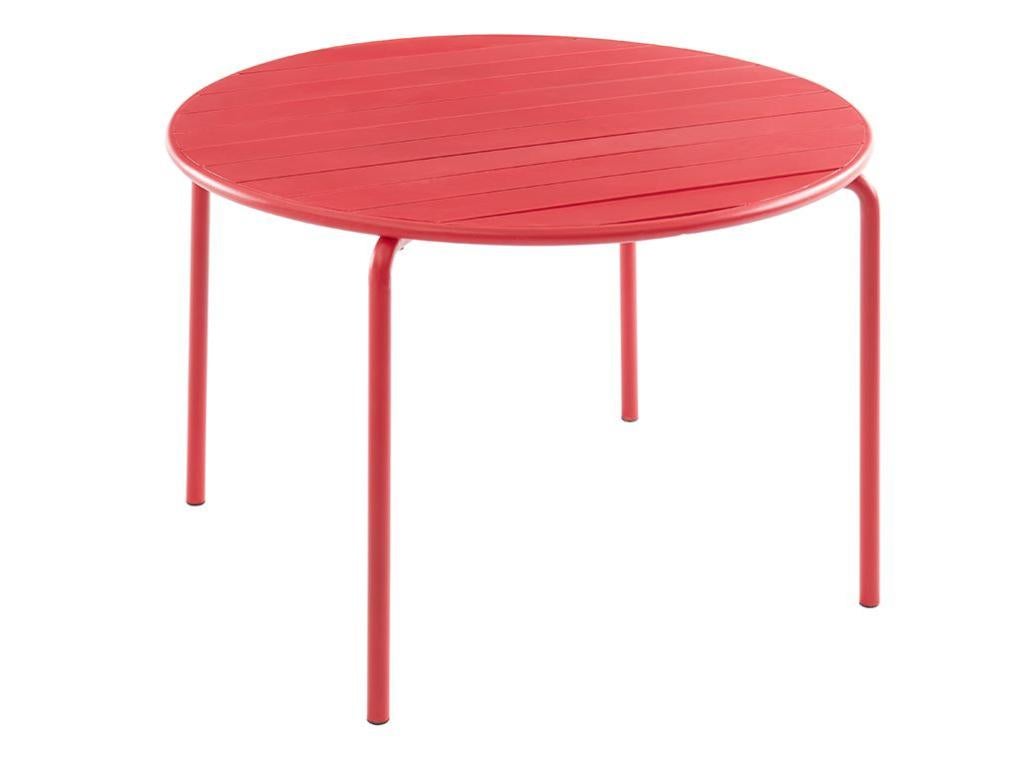 Table ronde de jardin en métal - D.110cm - Rouge - MIRMANDE | Leroy Merlin