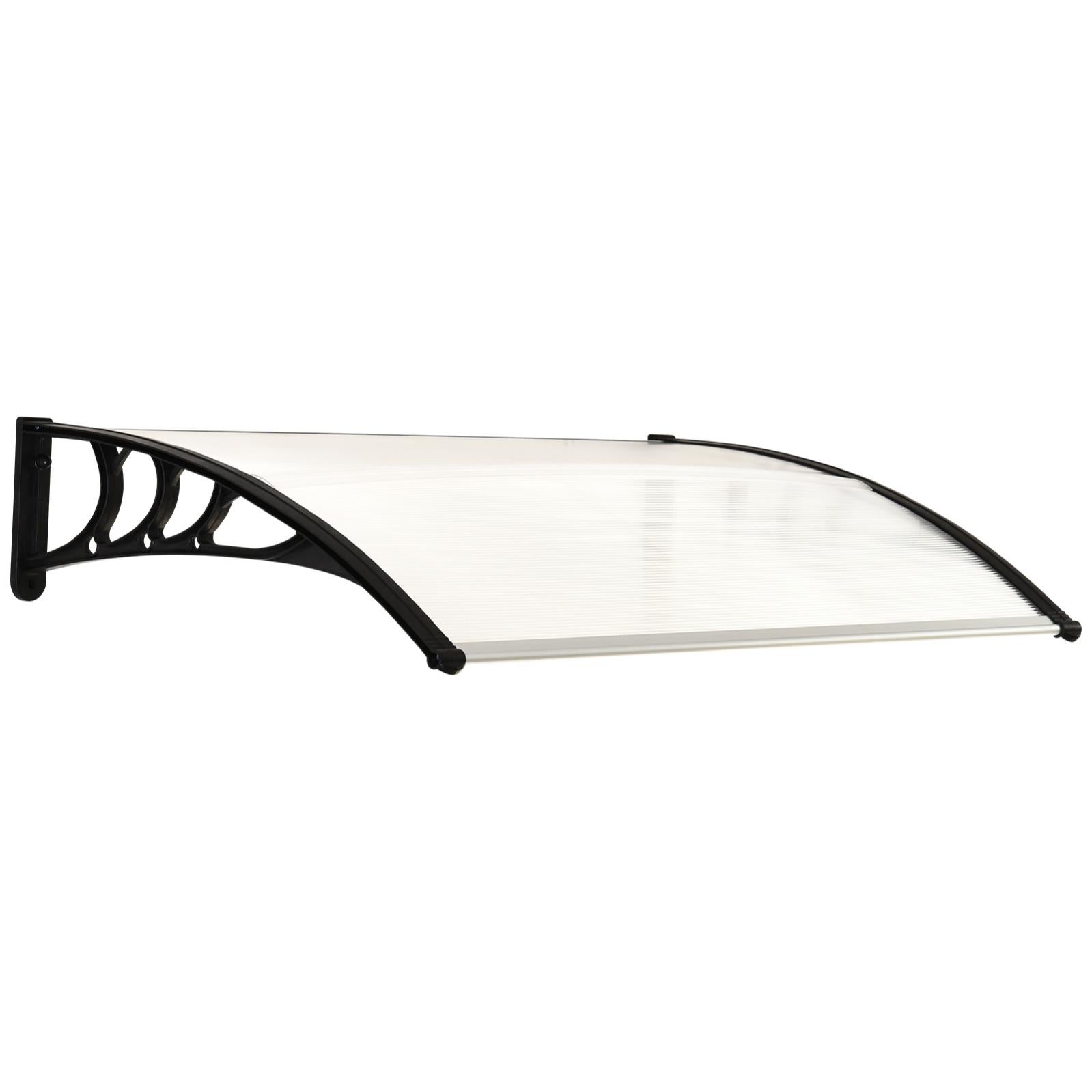Tettoia Outsunny Per Ingresso In Policarbonato Marrone - 75x100 Cm, Protezione Per Porte, Finestre E Balconi, Lastre Anti-UV, Bracci In Alluminio - 5
