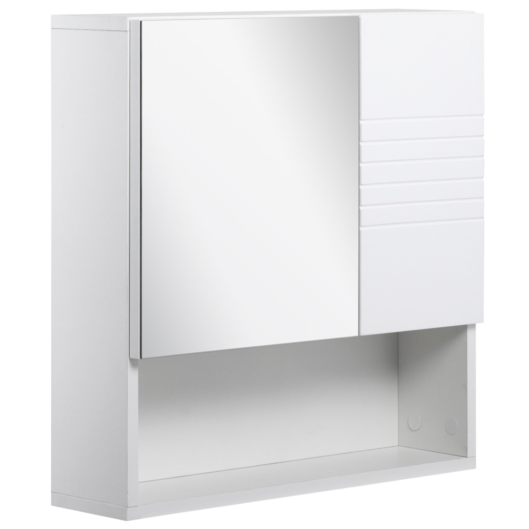 Kleankin Armadietto Specchiera Bagno, Mobiletto Bagno Pensile con Fissaggio  a Muro, 54x15x55cm, Bianco