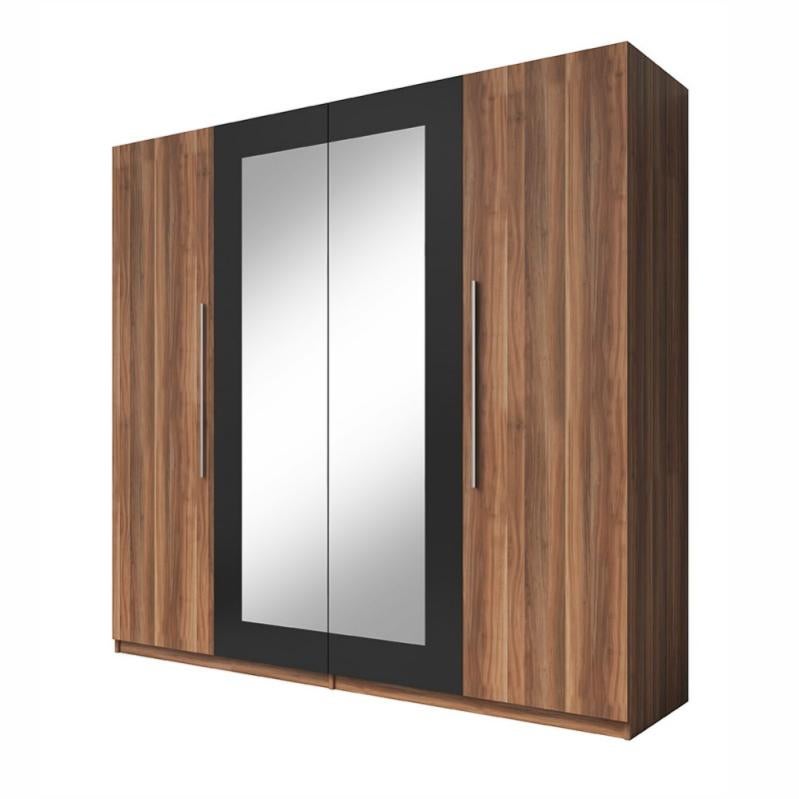 Armoire 4 portes avec miroirs coloris red wallnut et noir IRINA Leroy Merlin