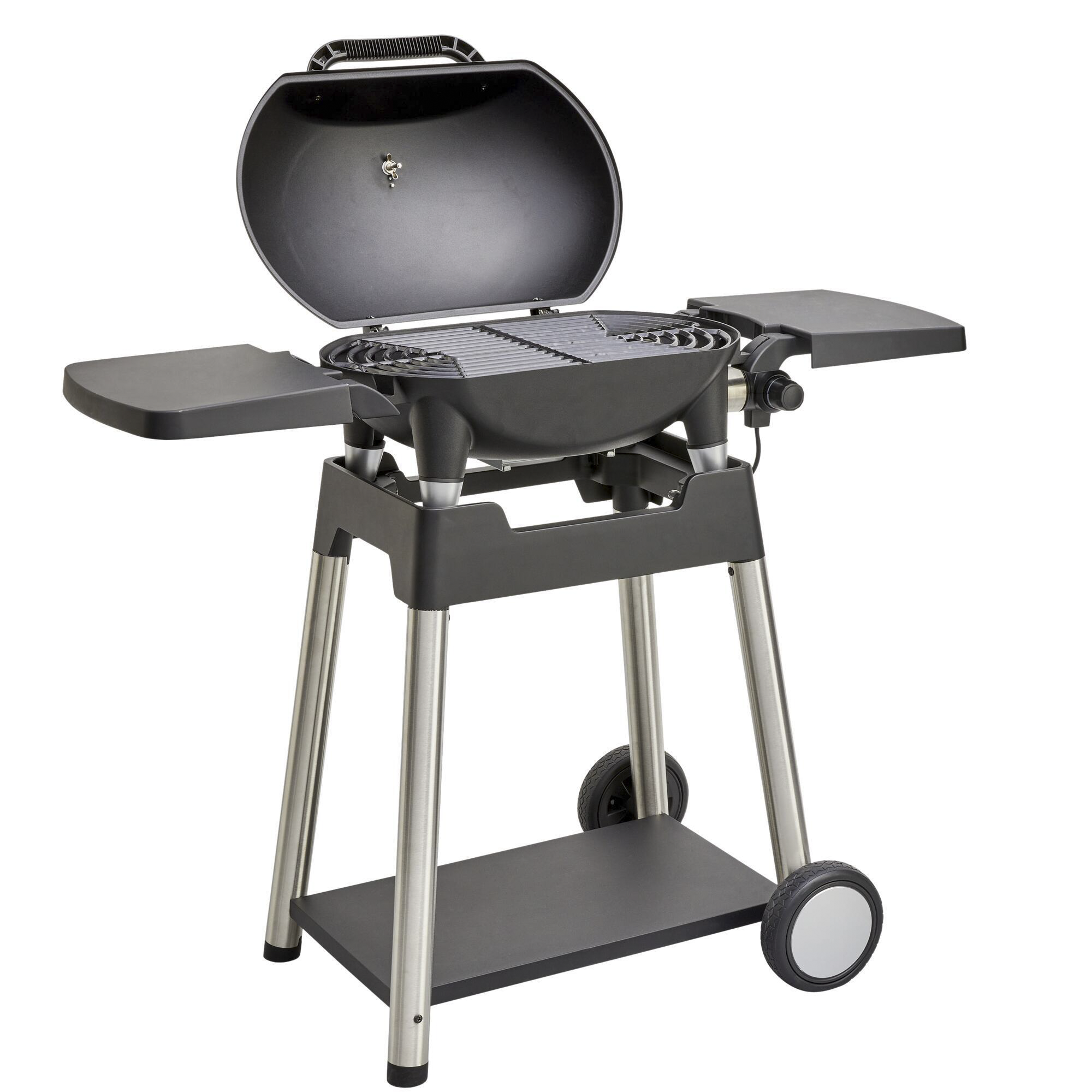 NATERIAL - Barbecue elettrico HYPERION - 2200W - 8 persone - H. 98,9 cm x  L. 114,6 cm x l. 56,5 cm - Acciaio - Nero