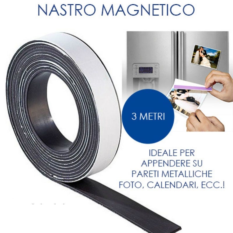 Rotolo nastro magnetico adesivo - Striscia calamitata con nastro adesivo 3m  per fai da te, progetti artistici, lavagne, magneti per frigorifero, magnete  per attrezzi, zanzariere - 15 mm x 3 m 