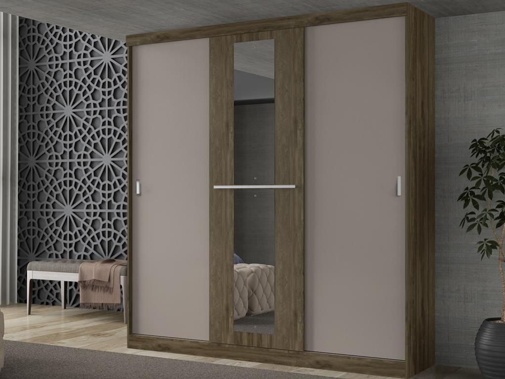 Armoire DIDDA II 3 portes coulissantes Avec miroir L205 cm