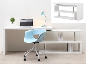 Bureau simple blanc laqué brillant pas cher pour bureau