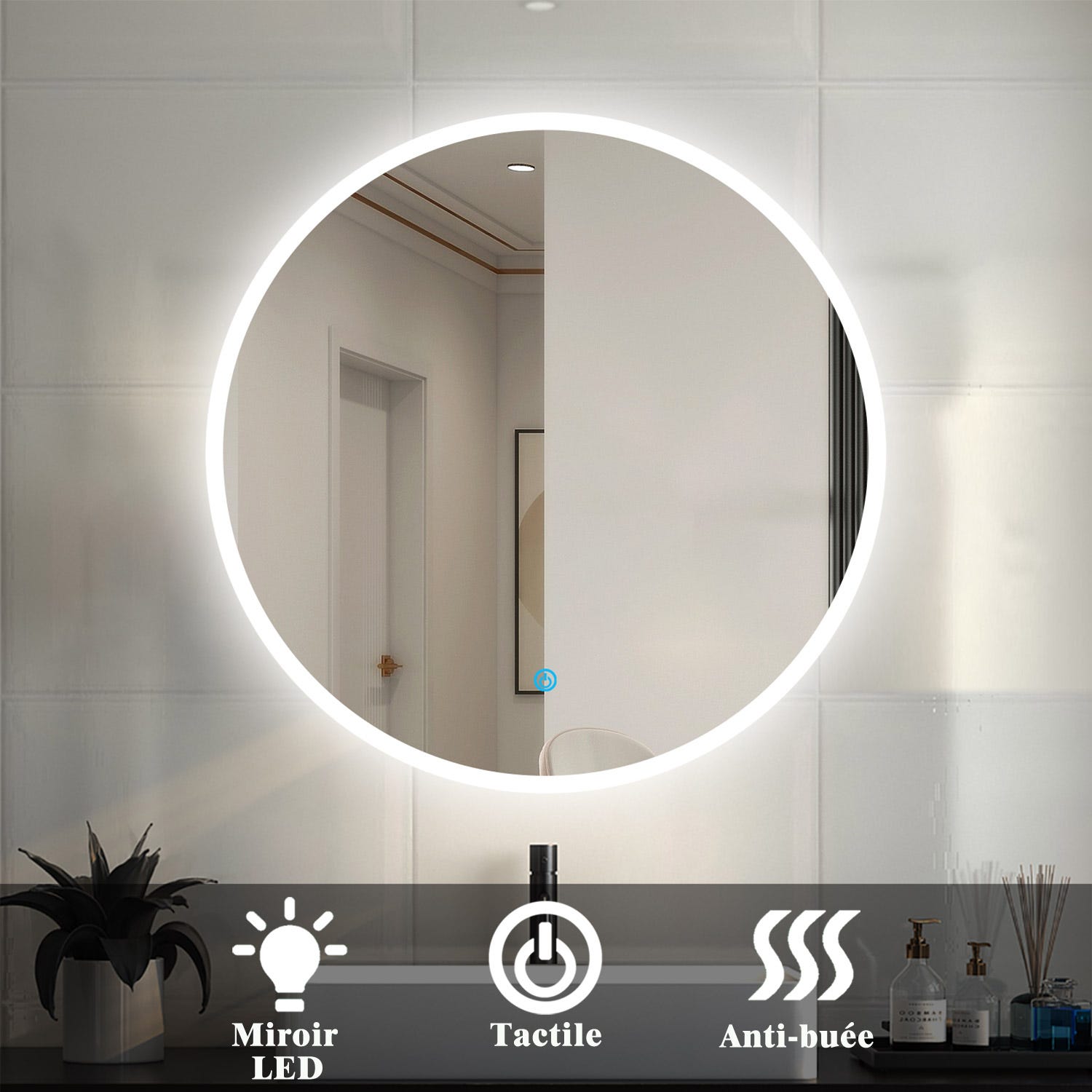 CONFO® Miroir à LED éclairage avant étanche et anti-buée éclairage miroir  réglage extensible armoire miroir de salle de bain latéral - Cdiscount  Maison
