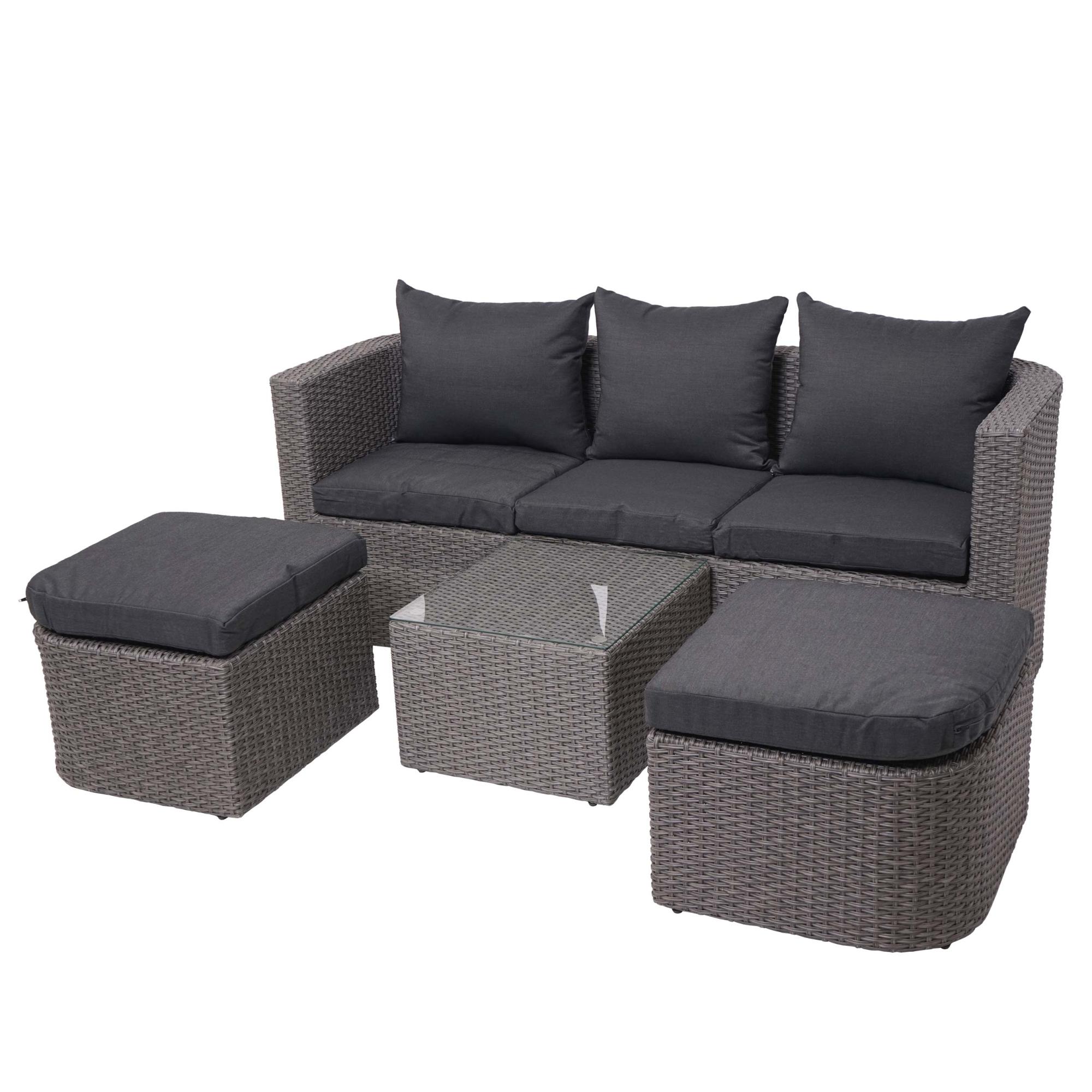 Mendler Lettino Da Esterno In Polyrattan HWC-A51 Premio – Grigio, Con Cuscino 10cm, Schienale Regolabile