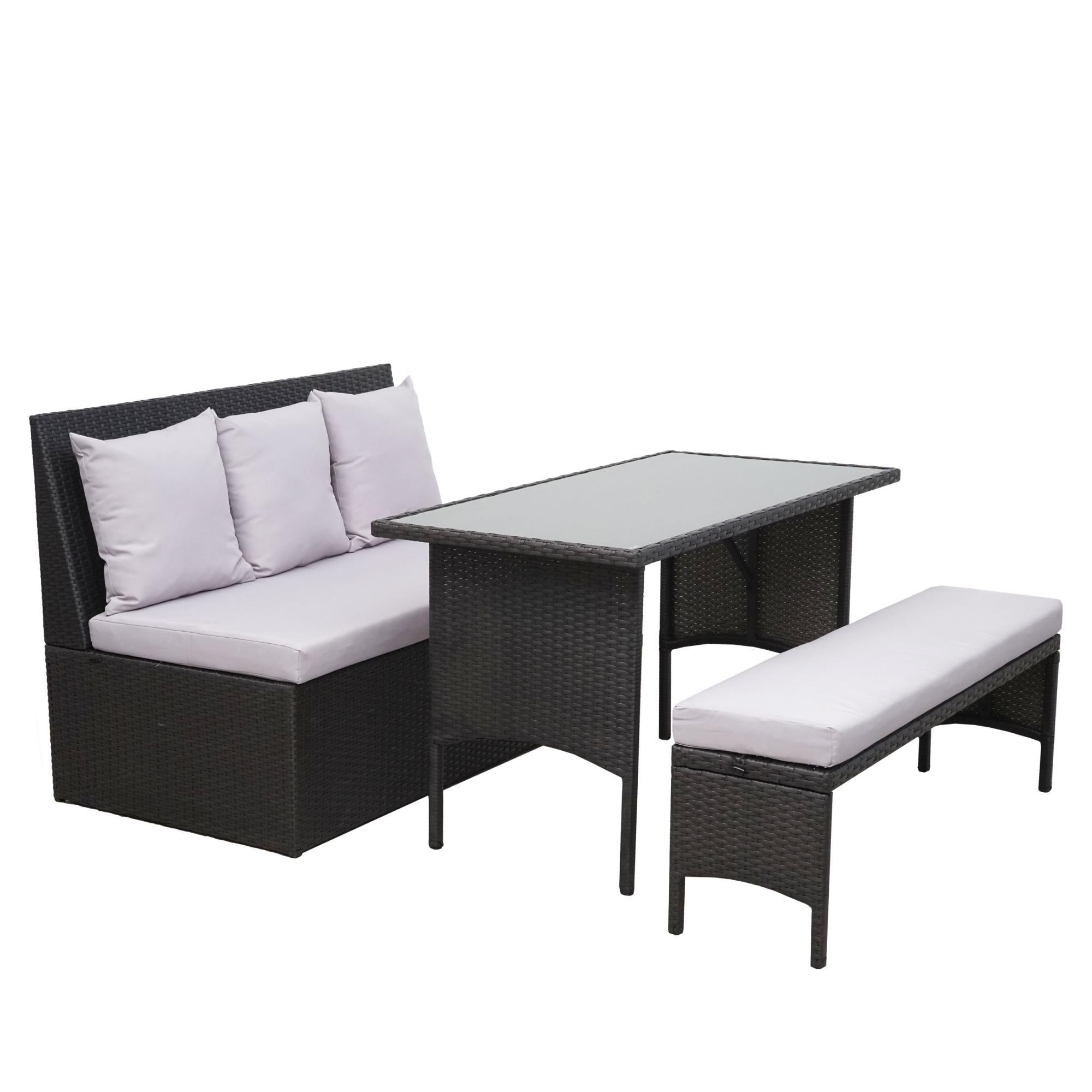 Tavolo Giardino Grigio 250x100x75cm Vetro Temperato Polyrattan