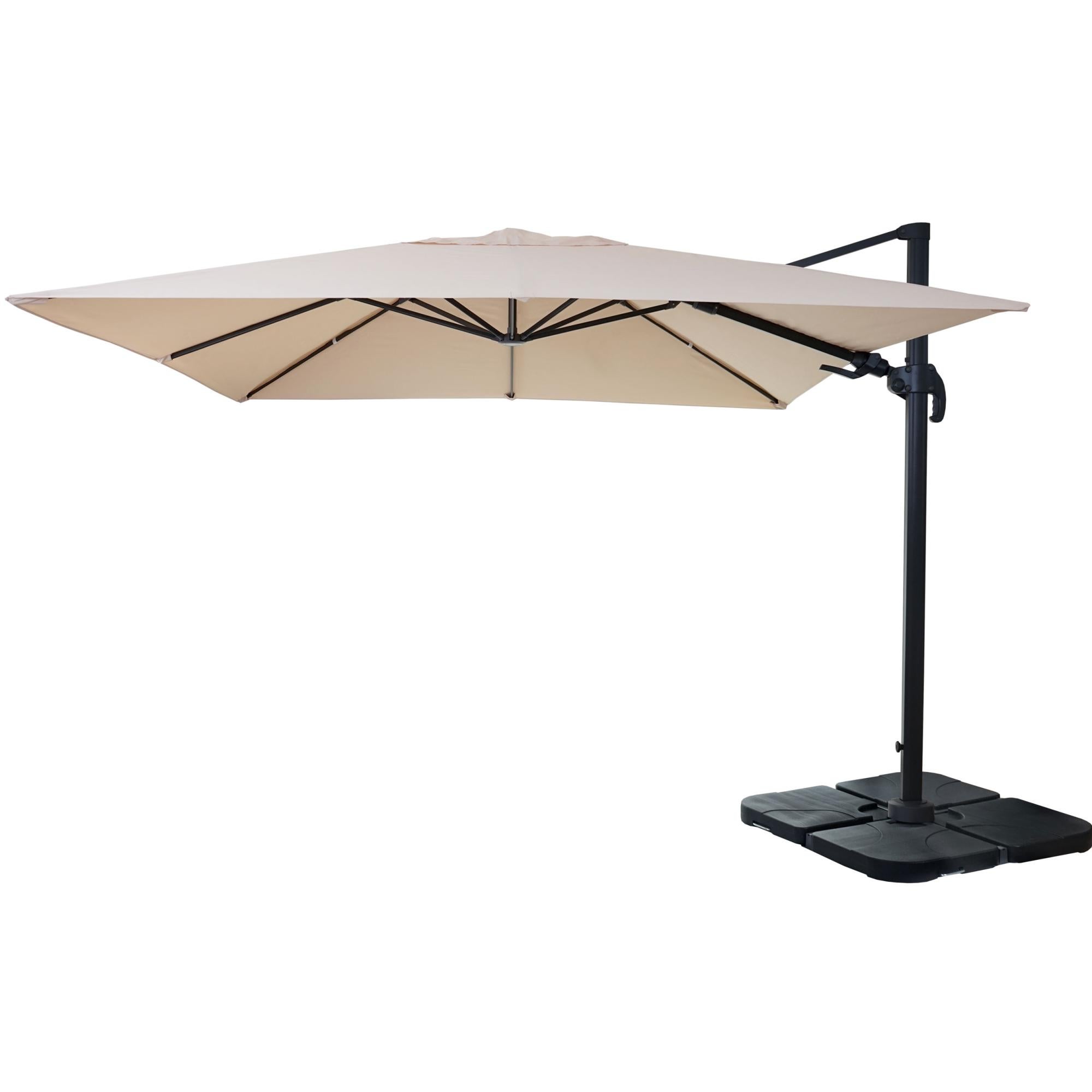 Mendler Ombrellone Decentrato HWC-A96 – 3,5x3,5 M – Alluminio Avorio/Grigio – Girevole 360° Con Manovella – Senza Base