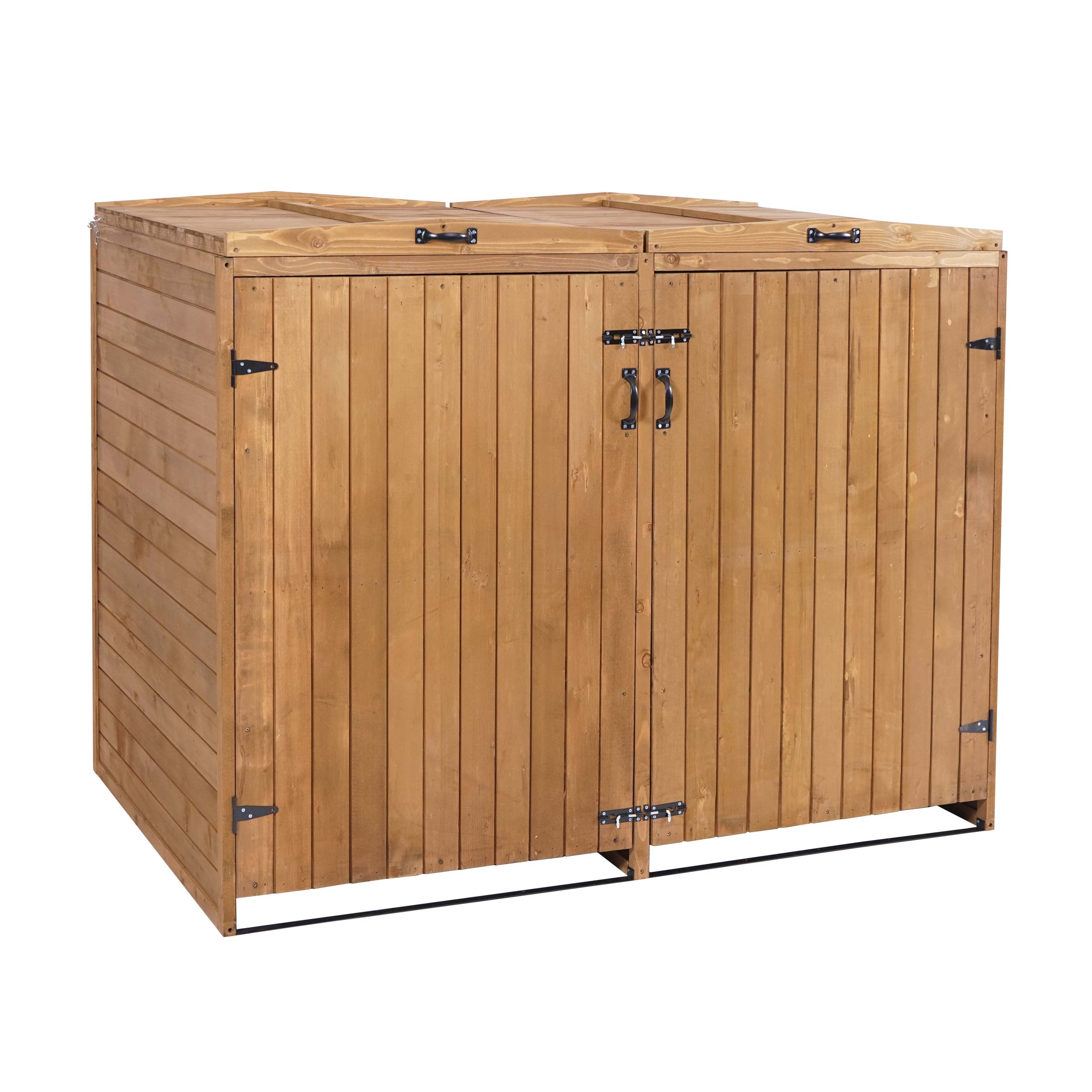 Box copri bidoni spazzatura da esterno in legno con porte di abete