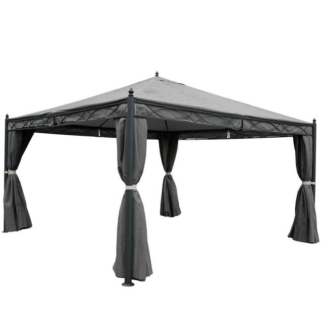 Set 4x Tende Per Gazebo Pergola Baldacchino Cadice 4x4m Poliestere Grigio