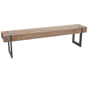 Banc rustique en bois massif et armature métallique d'exterieur - BENCH