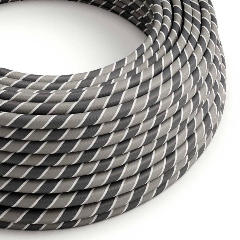 Creative Cables Vertigo-Textilkabel – 5 Meter, HD-Effekt In Schwarz-Silber, Rundes Design Für Designer-Lampen