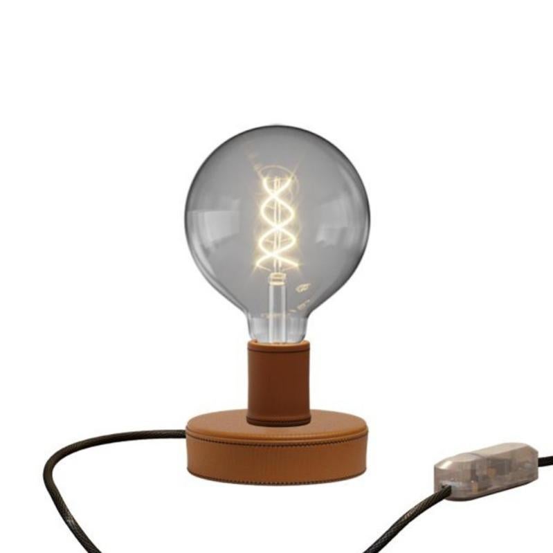 Creative cables Lampe de table Posaluce Globo en cuir (Cuir Dimmer
