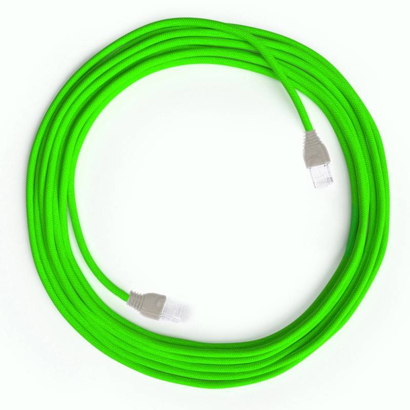 Creative cables - Cavo Lan Ethernet Cat 5e con connettori RJ45 - RF06  Effetto Seta Verde Fluo (Lunghezza dei Cavi: 2 Metri)