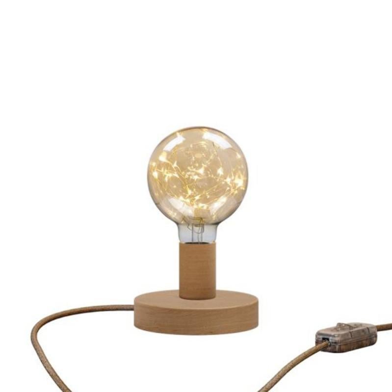 Creative cables Lampe de table Posaluce Milleluci en bois (Neutre
