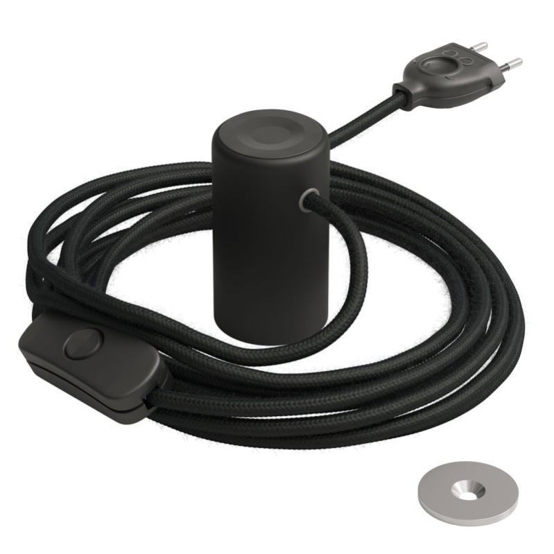 Lightstock Sospensione Con Cavo In Tessuto Nero 1,8m – Portalampada E27 Con Interruttore E Spina Europea, Pronta All'Uso - 2