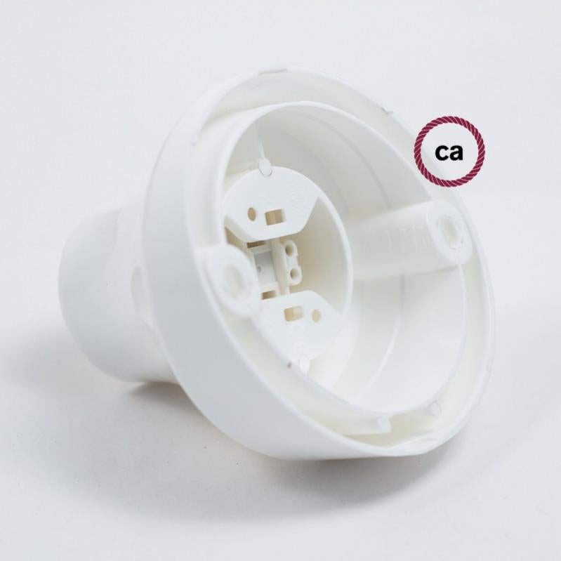 Creative Cables Kit Portalampada E27 In Legno Per Cordone XL - Colore Bianco, FSC 100%, Rosone Incluso, Fatto In Italia, Per Lampade A Sospensione