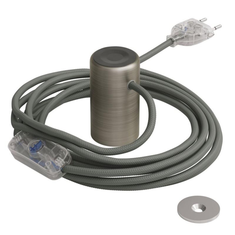 Creative Cables - Kit Portalampada E14 In Metallo Con Doppia Ghiera Per Paralume  Serracavo Cilindrico Finitura Rame 84288170