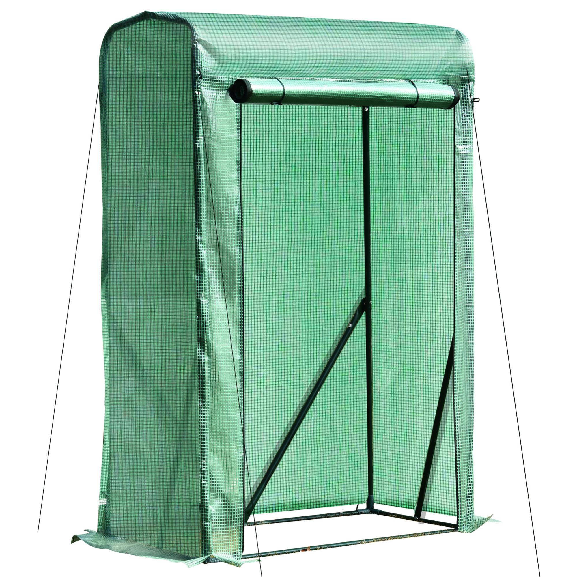 Serra Da Giardino Outsunny 143x143x195cm - Acciaio E PE, 2 Scaffali, Porta Avvolgibile