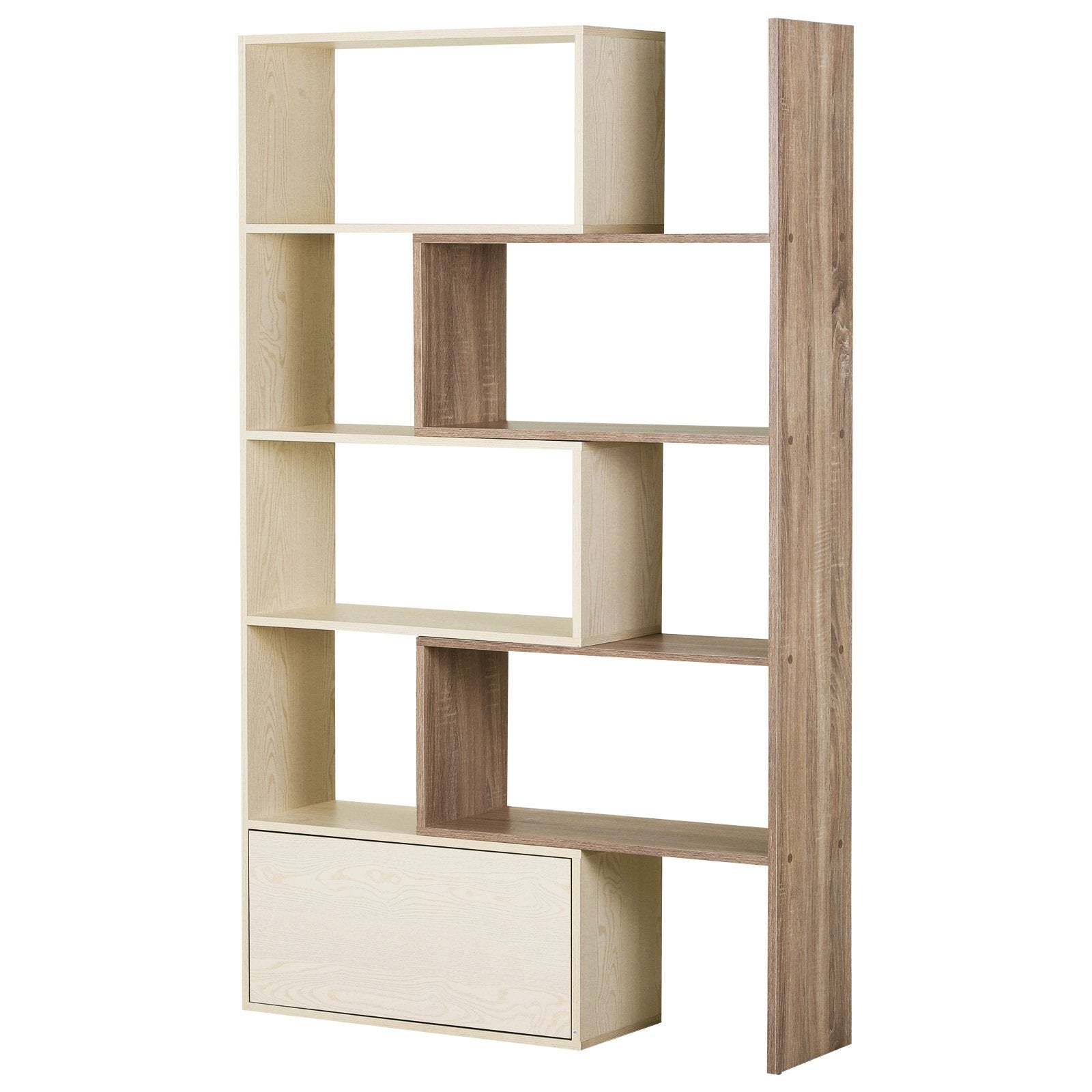 HOMCOM Libreria Scaffale a Ripiani Salvaspazio 2 Pezzi per Soggiorno in  Legno 141 x 29 x 176 cm Bianco, Rovere