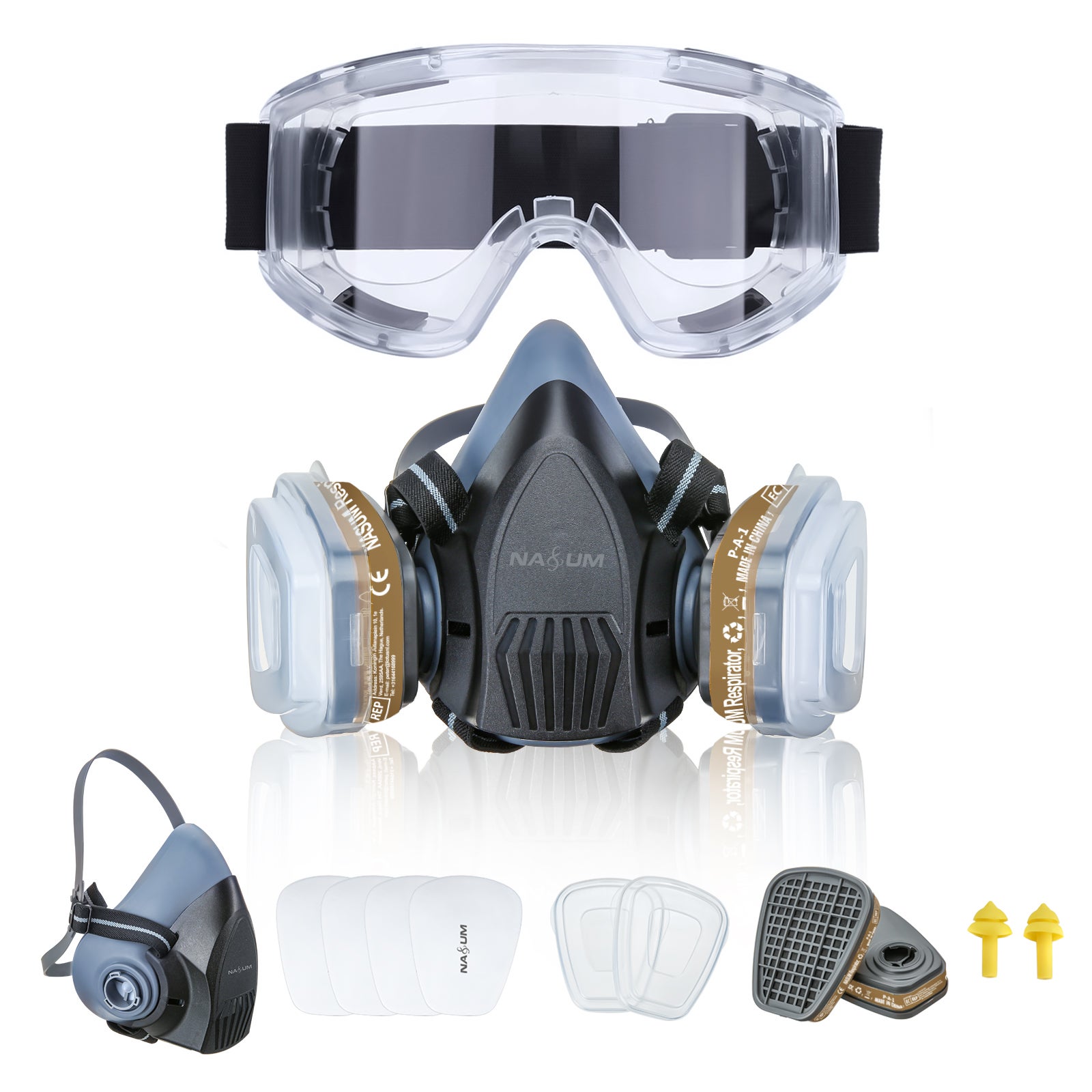 Respirateur masque a gaz reutilisable 2 filtre carbone rc203