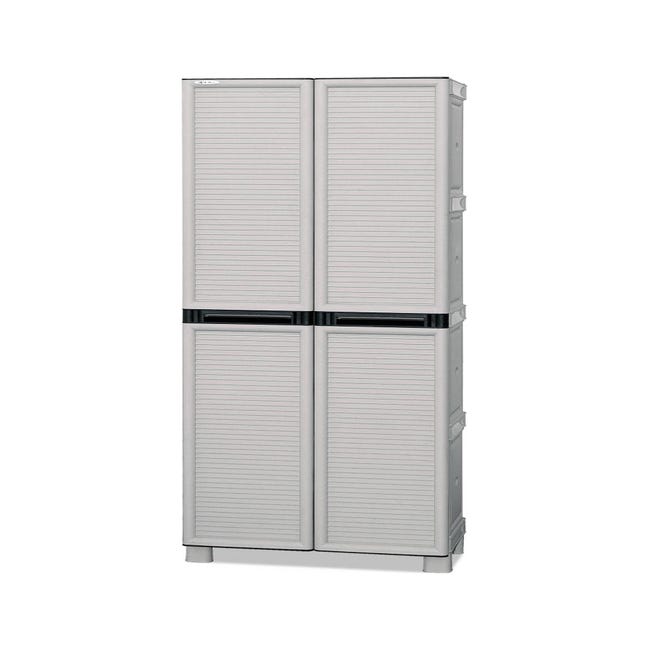 Dmora Armario exterior o interior, 3 puertas y 3 estantes de polipropileno  ajustables, 100% Made in Italy, 102x37h169 cm, color gris
