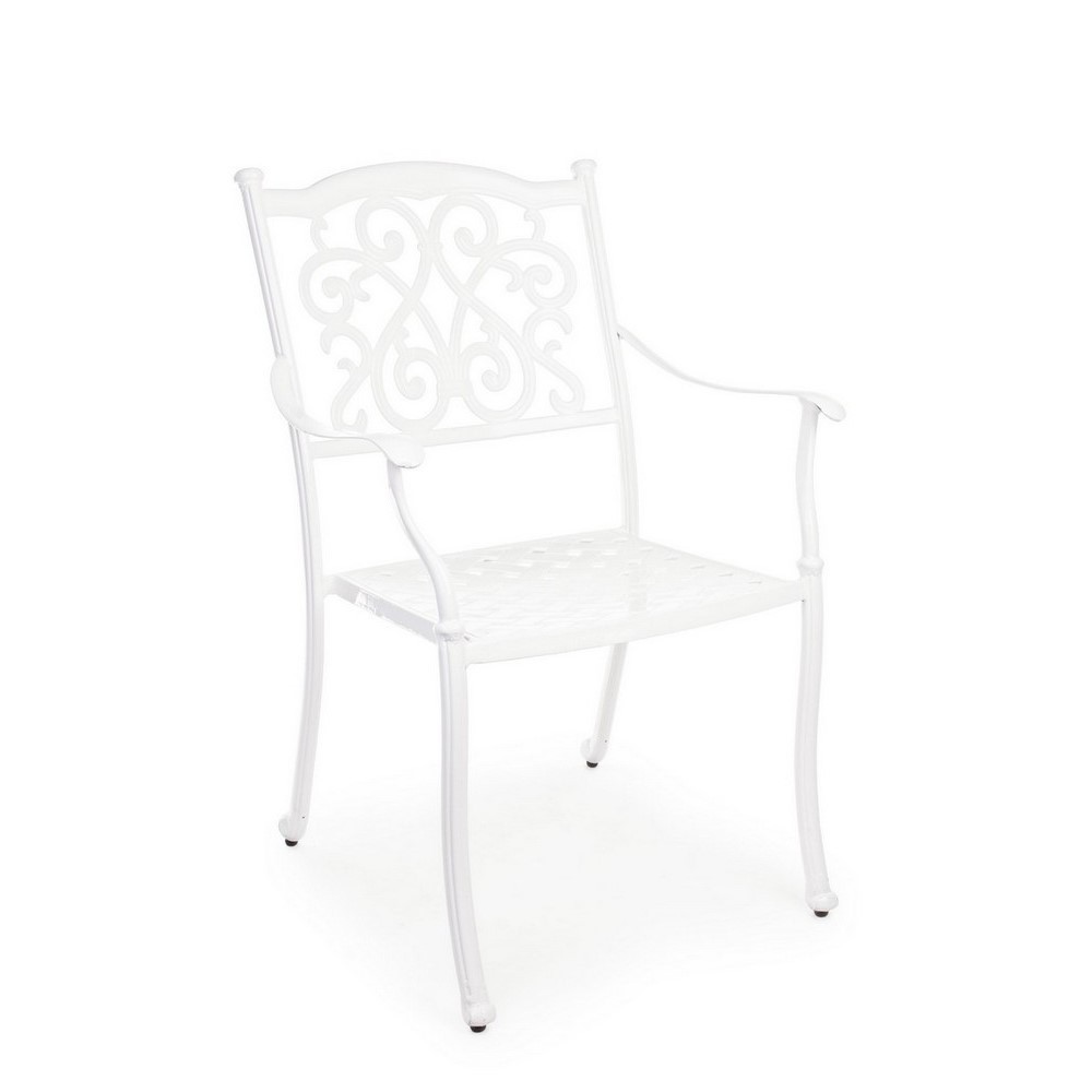 Ivrea White Stackable Aluminium Outdoor Garden Chair with Armrests
