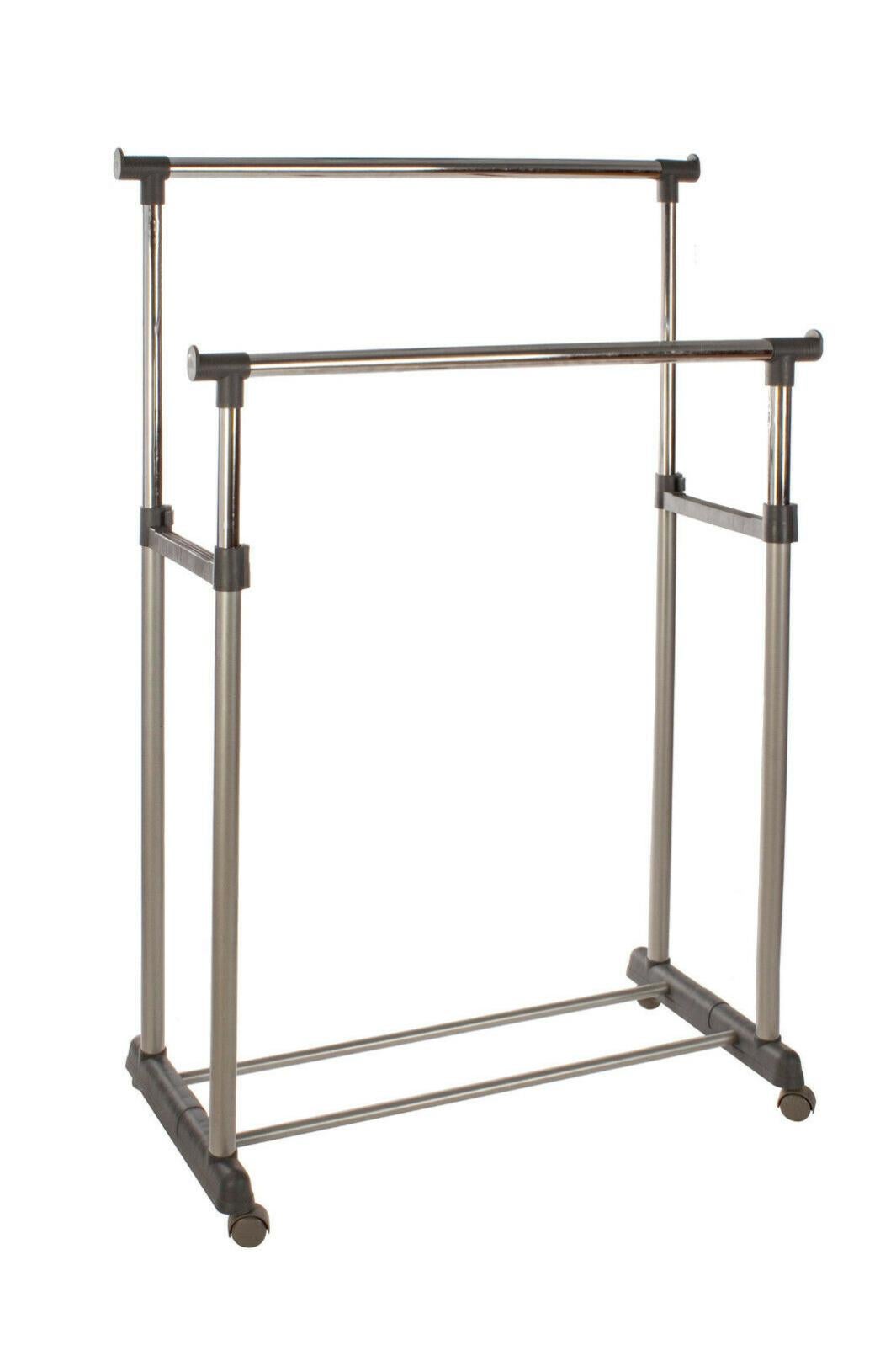 Appendiabiti Doppio Ruote Appendiabiti Doppia Asta Con Ruote - Portaabiti Mobile Con Portascarpe Per Casa, Negozio E Camera Organizzazione Casa - Foto 6