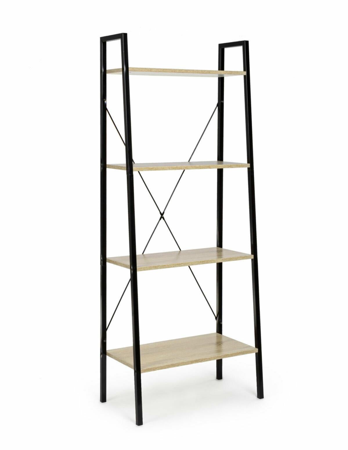 Libreria in bambù a 5 ripiani con design ad albero curvo