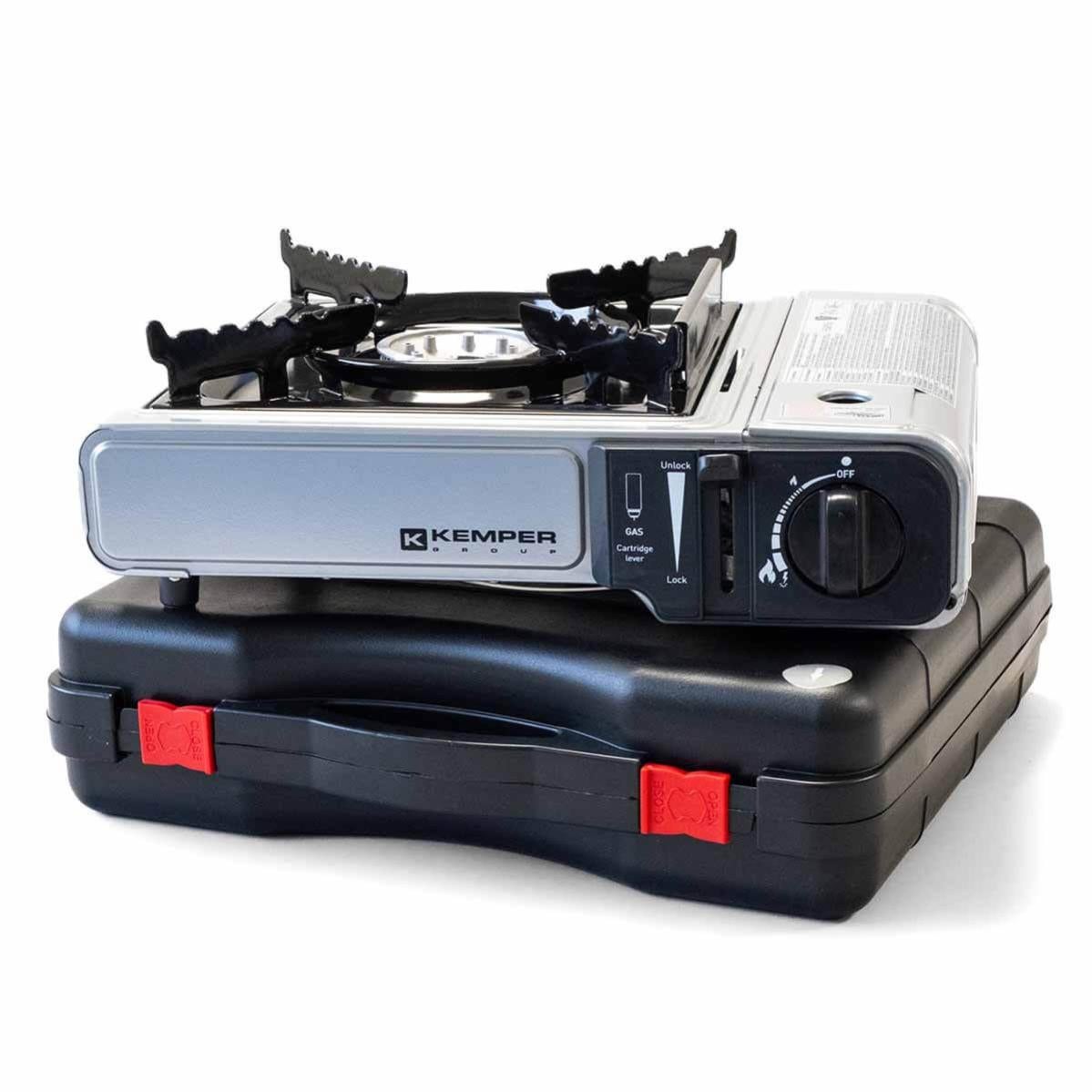 Réchaud à gaz NOMADE Acier KEMPER 2200W Allumage piezo Double système