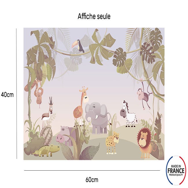 Affiche animaux de la jungle enfant -  France