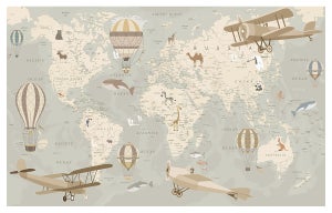 Poster mappa del mondo colore legno - 60x40cm - made in France