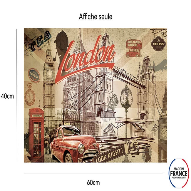 Poster vintage London look right! - 60x40cm - made in France