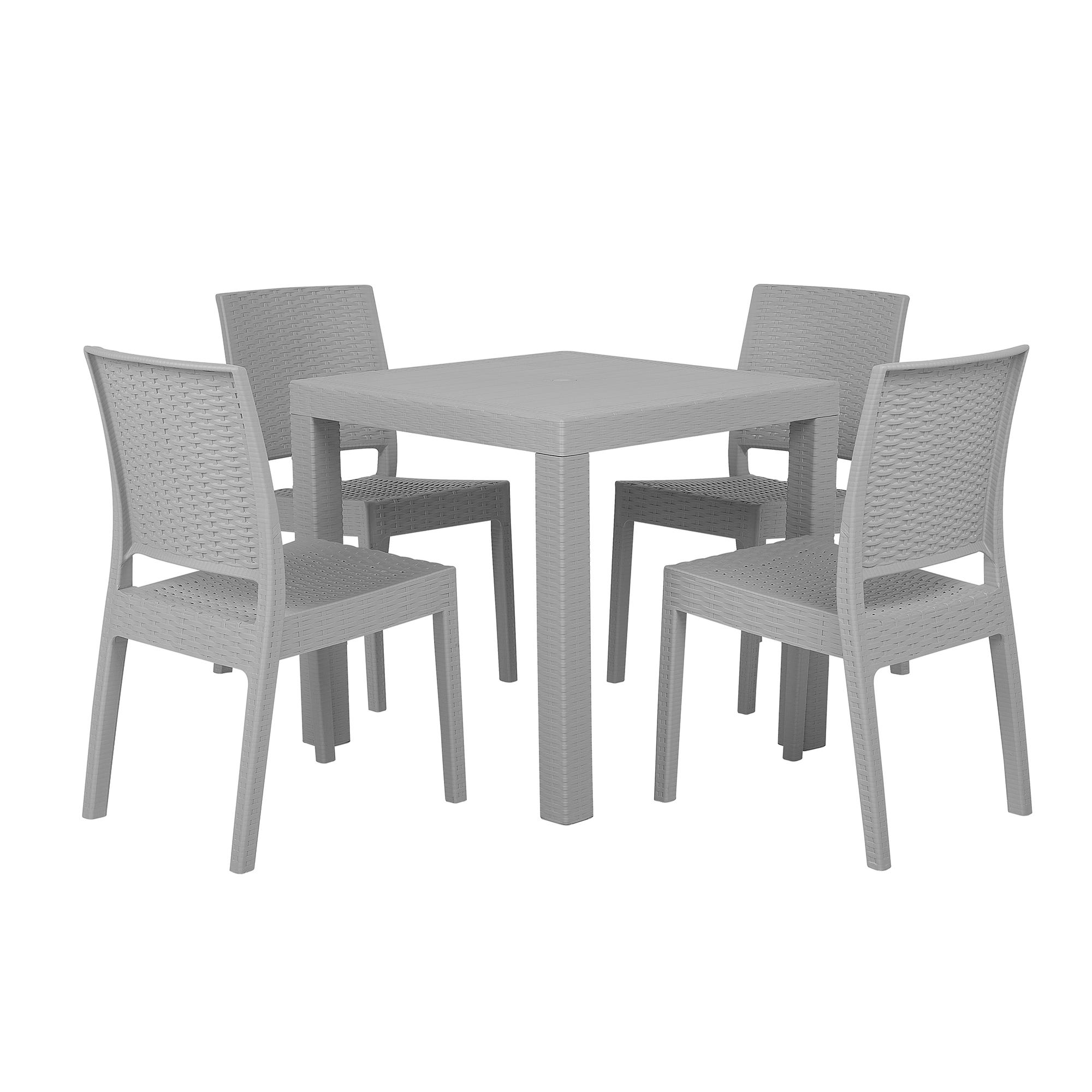 Conjunto de jardín comedor mesa plegable 120x70 + 4 sillas con brazos JAVA  LIGHT