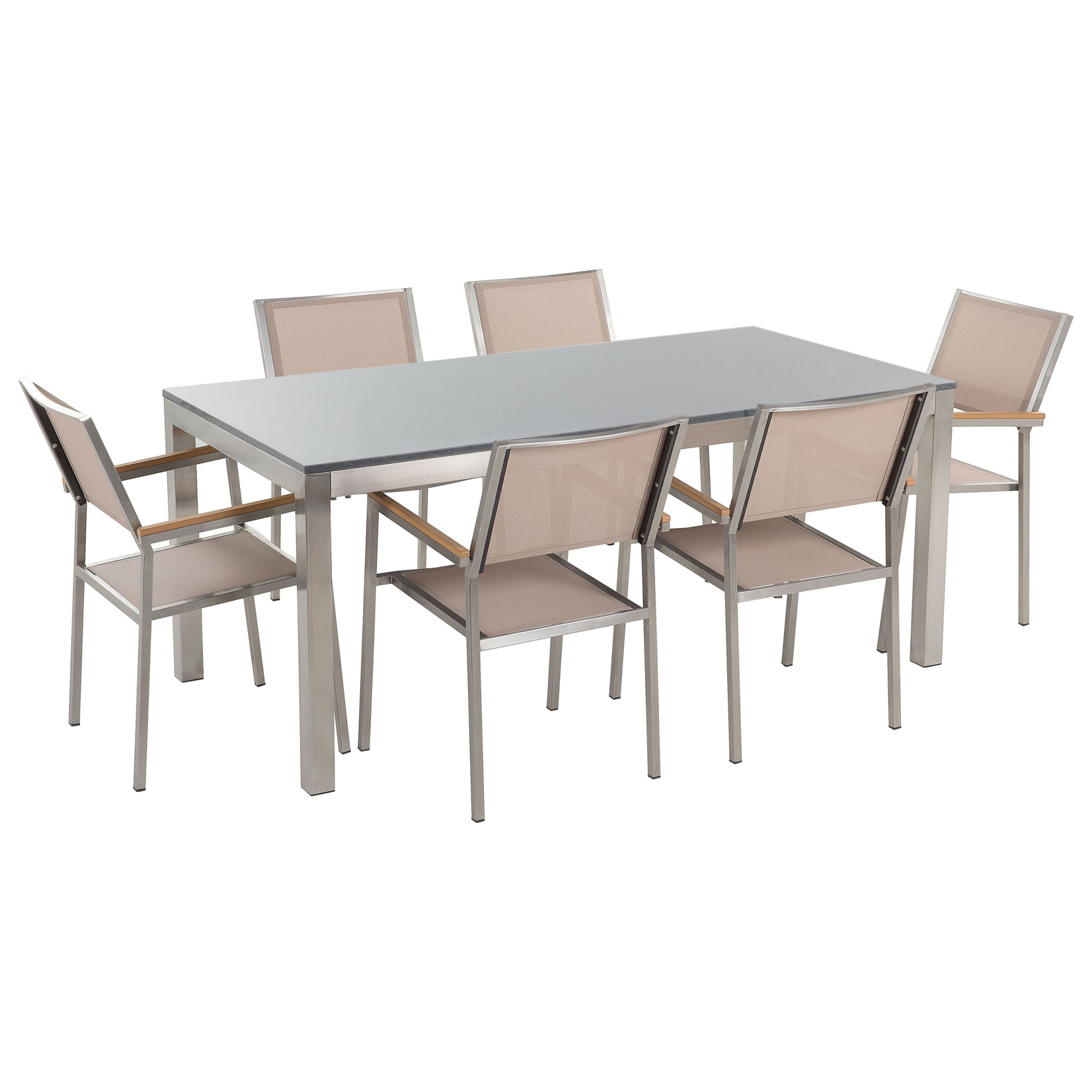Tavolo Da Pranzo Rettangolare In Vetro E Acciaio Inox Argento, 180 X 90 X 76 Cm Cassandra B3e9c