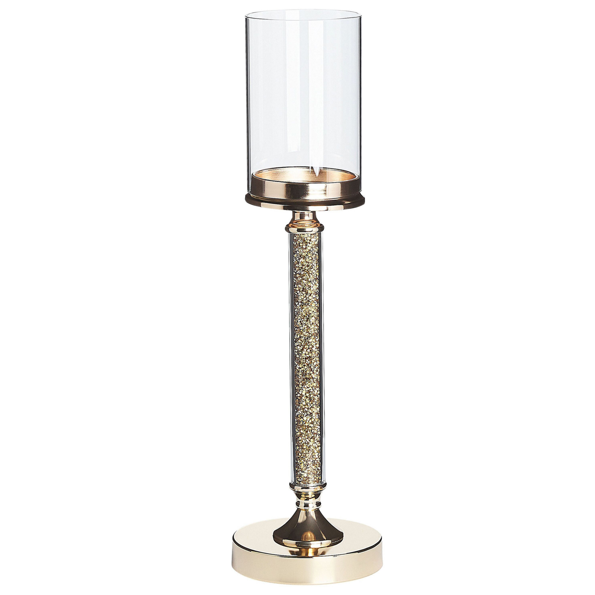 Beliani candelero de vidrio/metal dorado 48 cm abbeville
