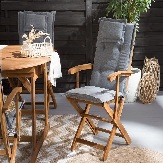 Beliani Set de 8 coussins en tissu gris pour chaises de jardin MAUI
