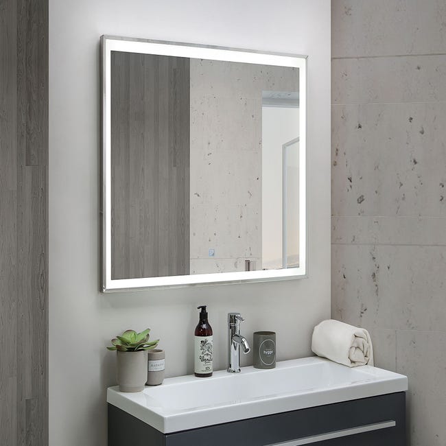 Specchio rettangolare da parete a LED 60 x 80 cm argento ARGENS