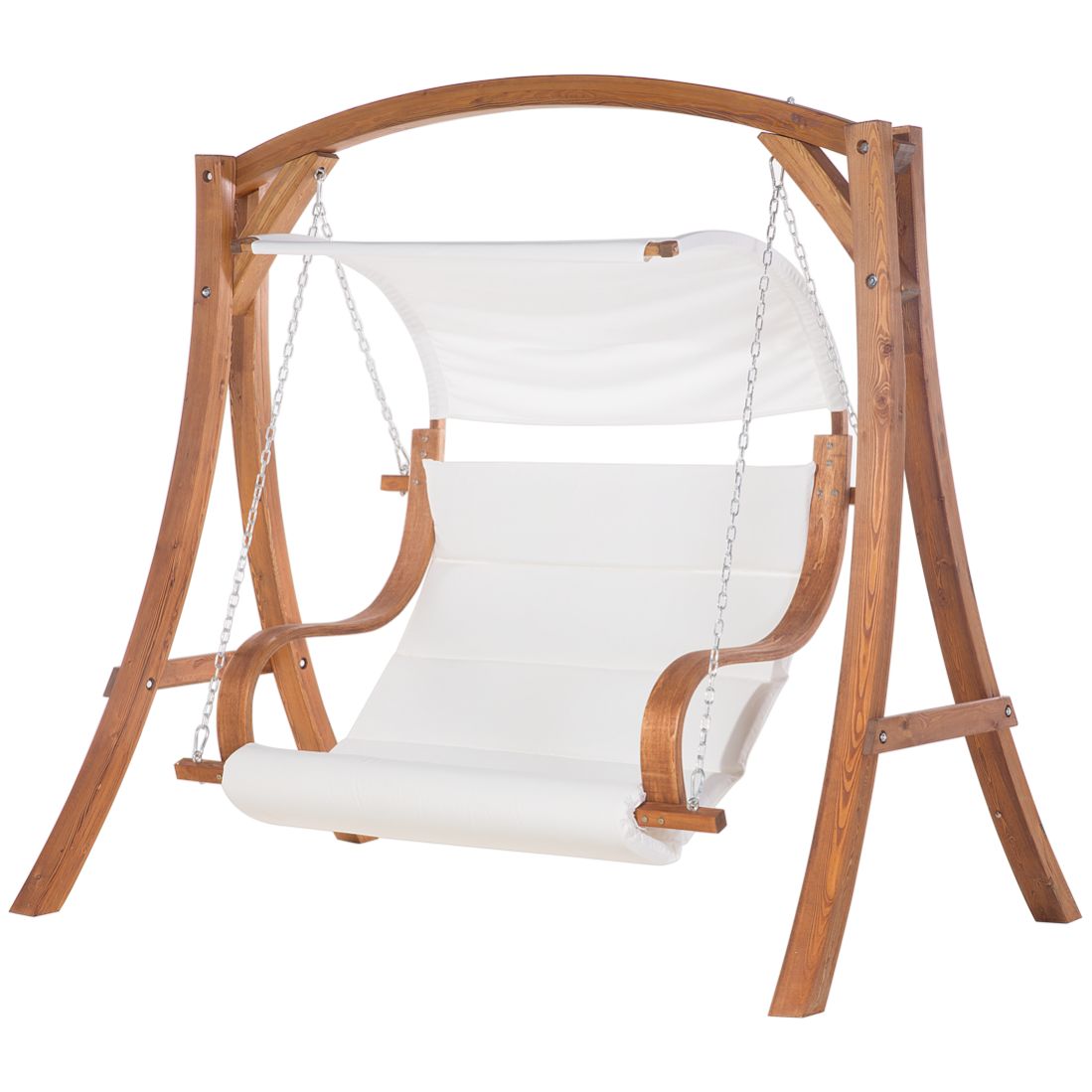 Beliani Columpio de madera de alerce oscura beige crema APRILIA