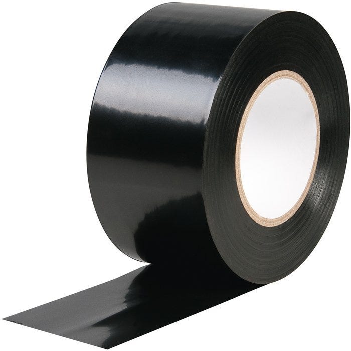 Ruban adhésif indéchirable nylon noir 50 mètres - Cuirtex