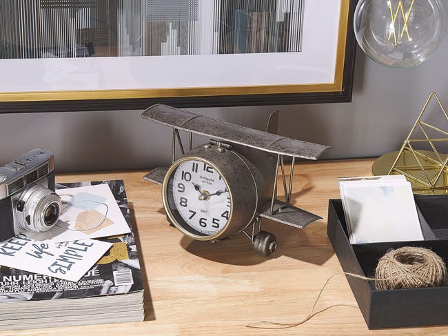 Orologio da scrivania metallo argento 15 cm STANS