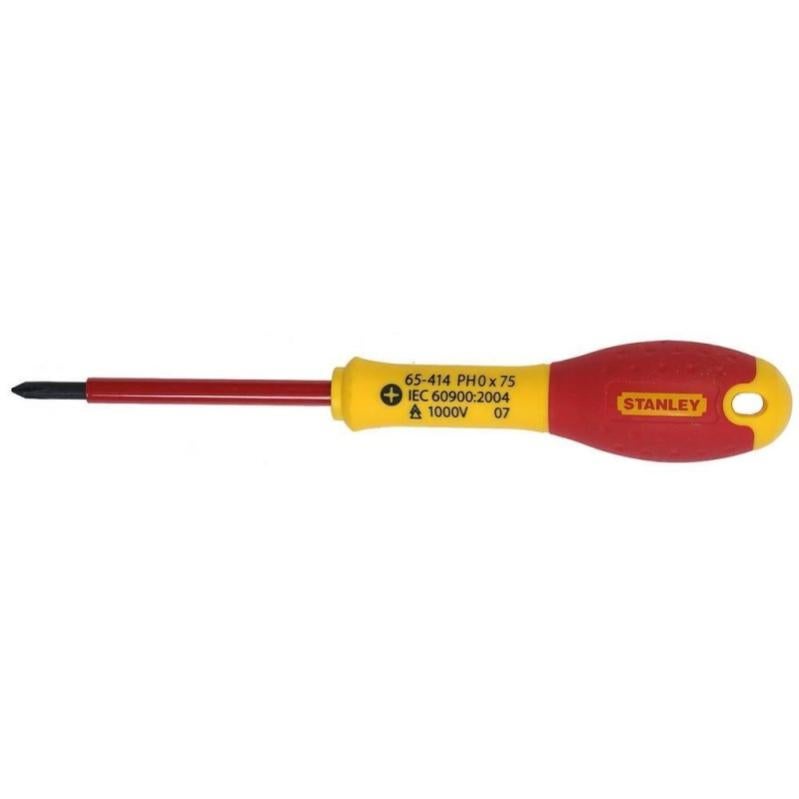 Destornillador Aislado VDE 1000V Stanley FatMax - PH2 X 125 Mm, Acero Aleado, Mango En Forma De Pera