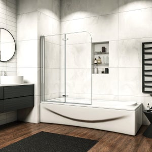 Paravento per vasca da bagno 140x140 cm ante a soffietto - vetro