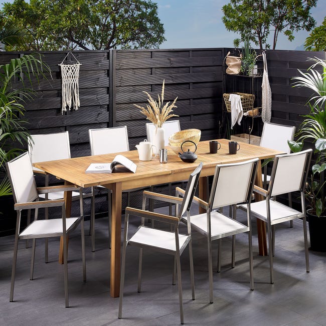 Mesa jardín extensible aluminio antracita 200/140x90 cm y polywood OSAKA
